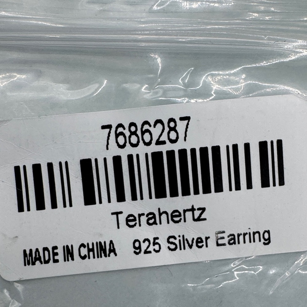 Sleek Gray Terahertz Hoop Earrings with Rose Gold Accents Sterling Silver Post - Picture 4 of 5